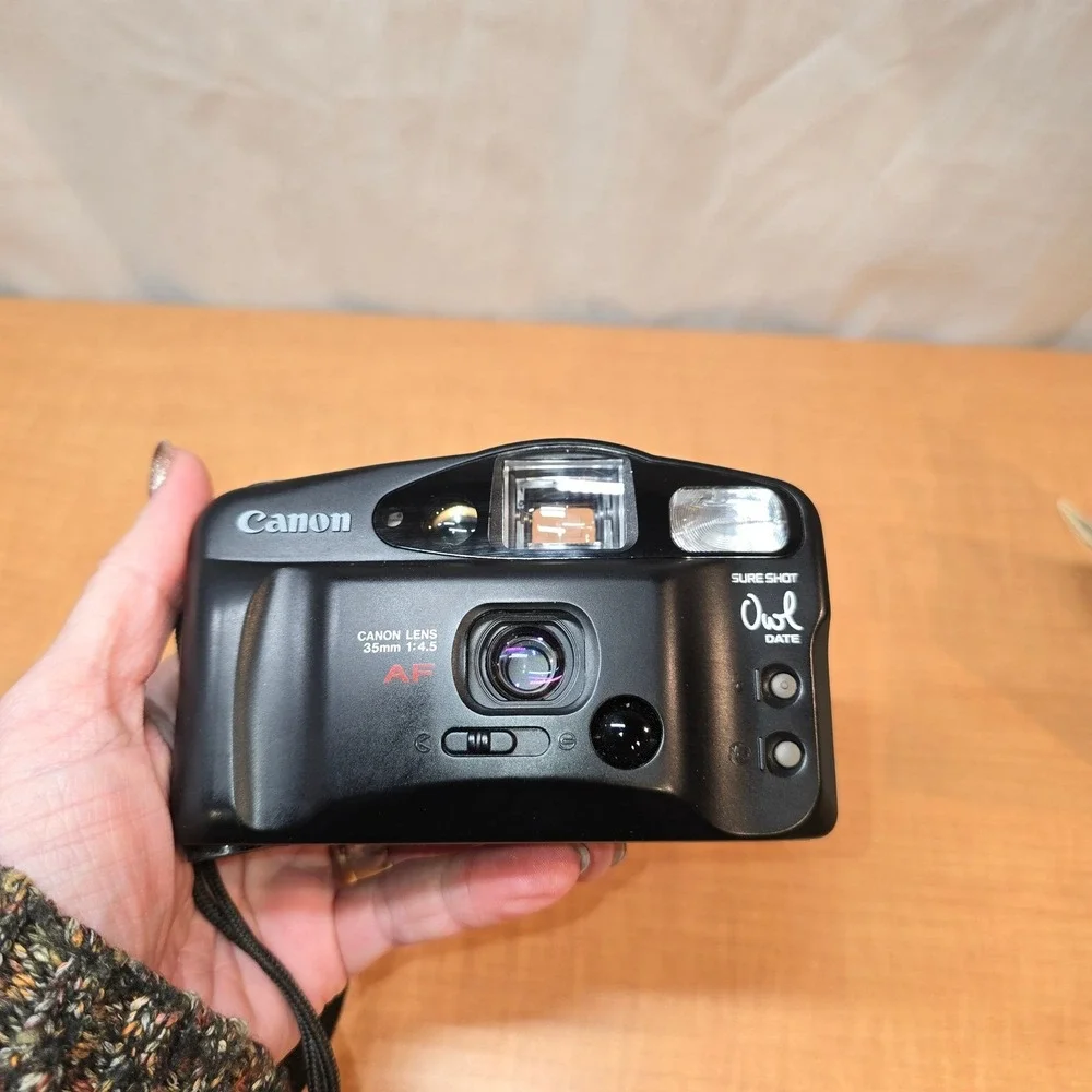 Canon Sure Shot Owl Camera AF-7 35mm 1:4.5 WITH FILM -‎ FOR PARTS